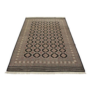 Bokhara Jaldar Rug 8’1” X 10’2” Black Wool Tribal Hand-Knotted Oriental Carpet For Sale