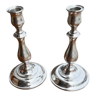 1960s Pewter Candlestick Holders- a Pair For Sale