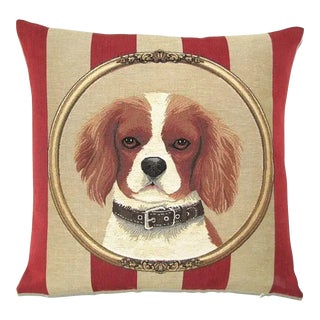 Contemporary King Charles Spaniel Portrait Pillow Cover For Sale