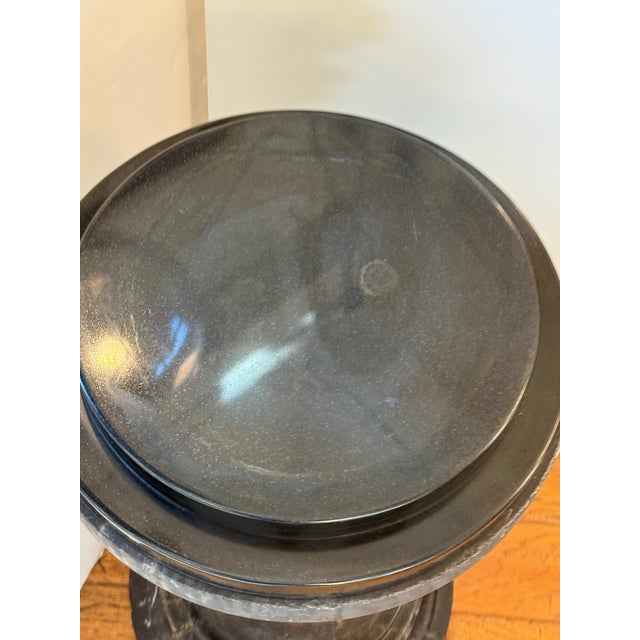 Black Neoclassical Marble Pedestal Table For Sale - Image 8 of 12