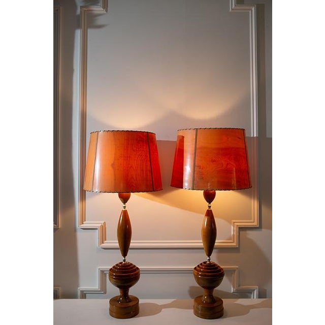 1960's Mid Century Modern Wood Table Lamps - Pair, Myrtlewood For Sale In Minneapolis - Image 6 of 9