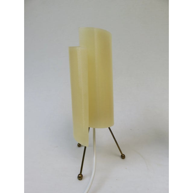 Brass Tripod Night Lights with Beige Acrylic Glass Shade, 1950s, Set of 2 For Sale - Image 6 of 12