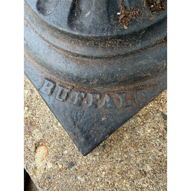 Pair of 19th C.E. Walbridge Cast Iron Garden Planters Urns With Scrolled Arms For Sale - Image 10 of 12