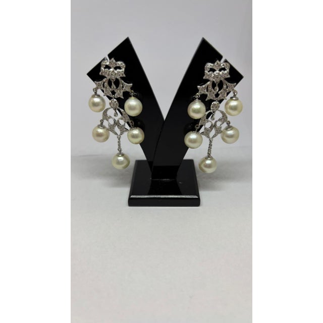 2020s Natural Pearl 49.47cts & Diamond 1.35cts Earring in 14k Gold For Sale - Image 5 of 8