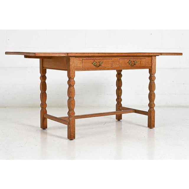 Mid 20th Century Kjaernulf Style Danish Oak Extending Side Table For Sale - Image 12 of 14
