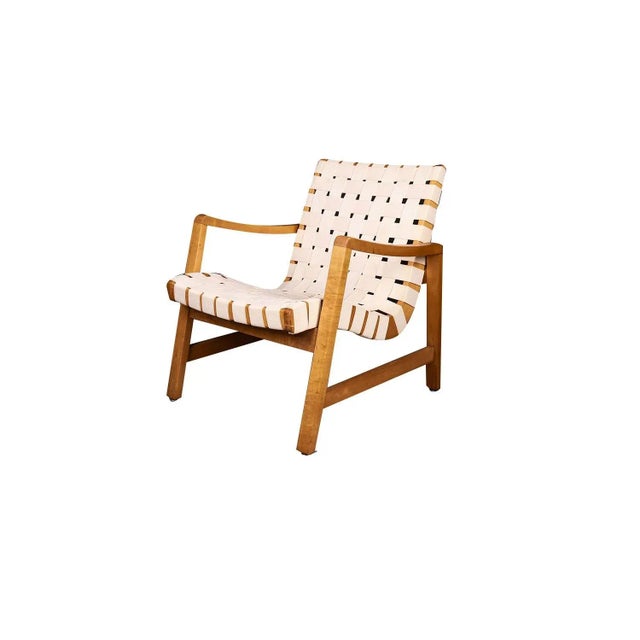 Mid Century Vintage Jens Risom Knoll Webbed Armchair For Sale - Image 11 of 11