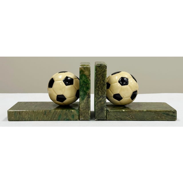 Vintage Italian Alabaster and Marble Soccer Ball Bookends For Sale In Kansas City - Image 6 of 11