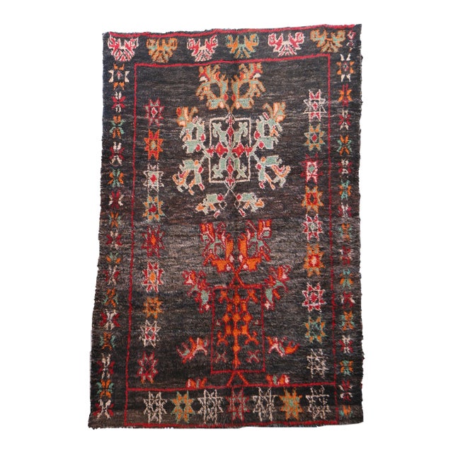 1980s Moroccan Vintage Handmade Rug - 6'0" X 9'1" Ft For Sale