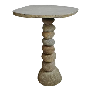 Vintage Organic Modern Stacked River Rock Bistro Table