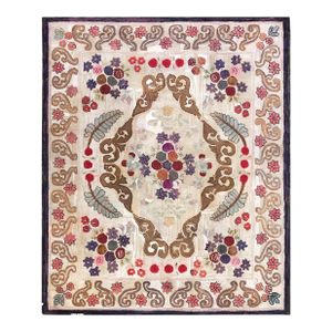 Marvelous Ivory Ground Color and Adorable Details Floral-Medallion Desing Antique American Hooked Rug