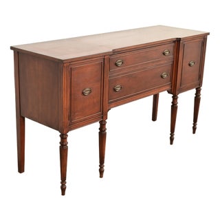 Baker Furniture Style Federal Carved Mahogany Sideboard Credenza For Sale