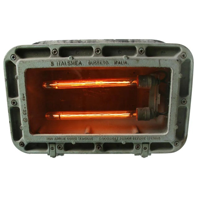 Industrial Vintage Italian Industrial Green Cast Iron Ship Pendant Lamp, 1950s For Sale - Image 3 of 5