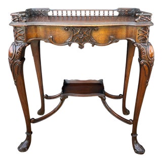 Louis XV Style Carved Wood Side Table with Gallery Top and Cabriole Legs, 1930s For Sale