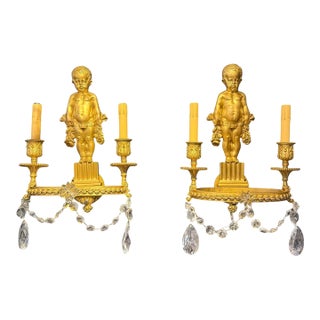 19th Century Unusual Neoclassical Caldwell Sconces With Putti - a Pair For Sale