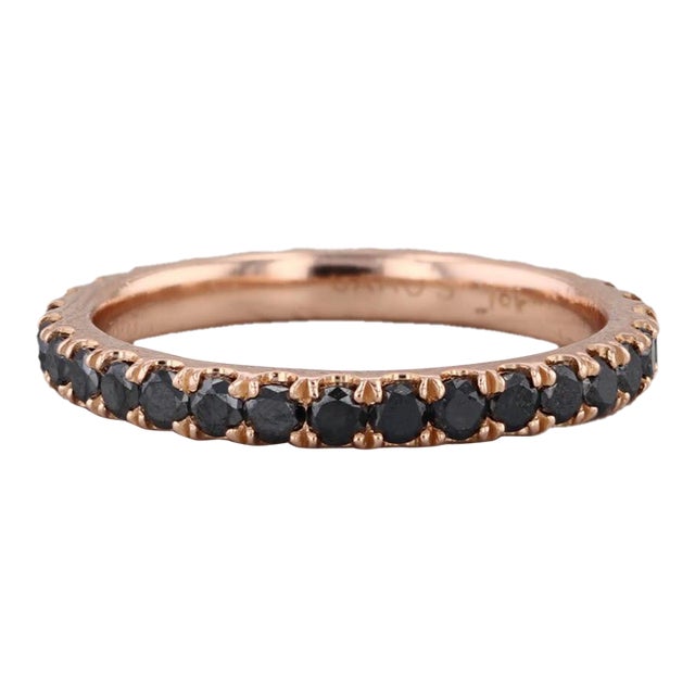 0.85ctw Black Diamond Eternity Band 18k Rose Gold Stackable Wedding Ring Sz 5.5 For Sale