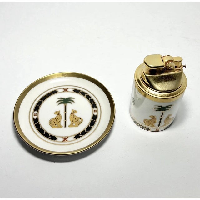Contemporary 1990s Christian Dior "Casablanca" Porcelain Table Lighter & Round Ashtray Set For Sale - Image 3 of 16