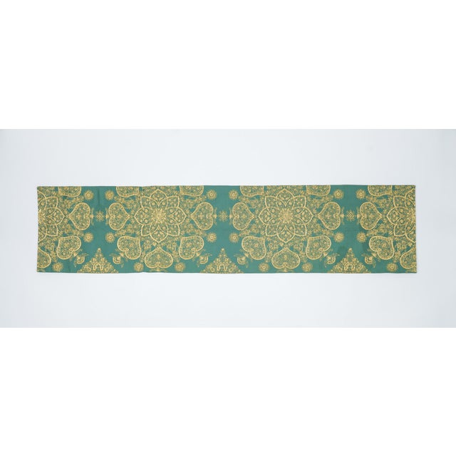 2020s The "Jade Sovereign" Silk Table Runner For Sale - Image 5 of 8