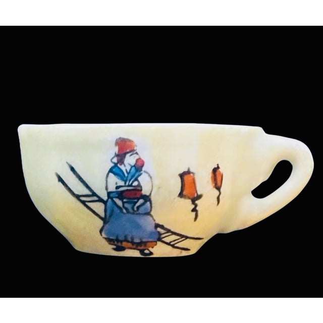 Ceramic Vintage Japan Childrens Mini Lusterware Tea Set Dutch Boy Girl Pearlescent Toy For Sale - Image 7 of 12