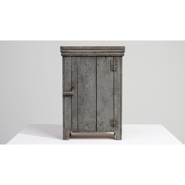 Primitive Cabinet With Shelf Gray France Early 20th Century For Sale - Image 4 of 14
