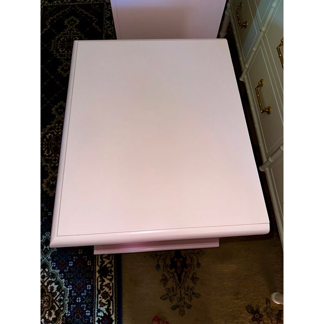 Wood 1970s Coastal Faux Bamboo “Wispy Pink” Nighstands - A Pair For Sale - Image 7 of 13