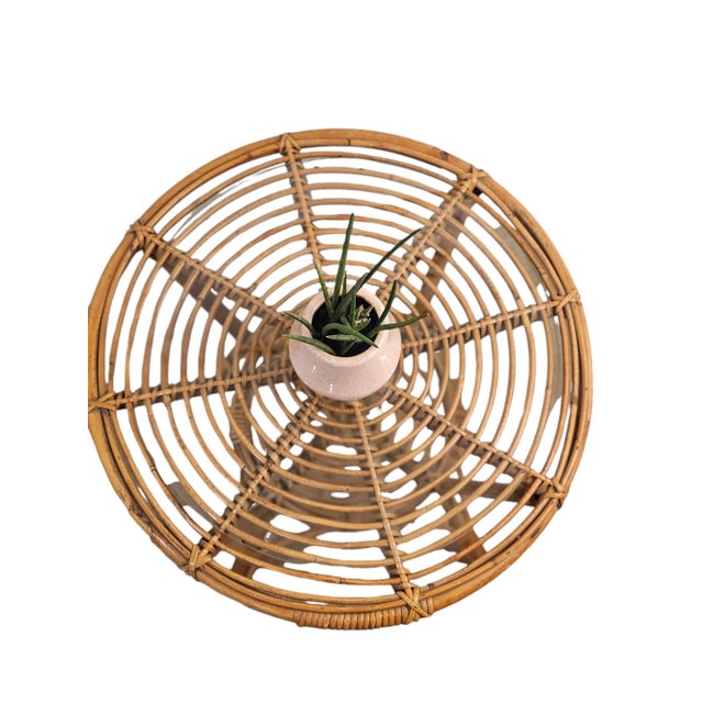 1980s Small Boho Table - Bamboo W/ Glass Top For Sale - Image 5 of 9