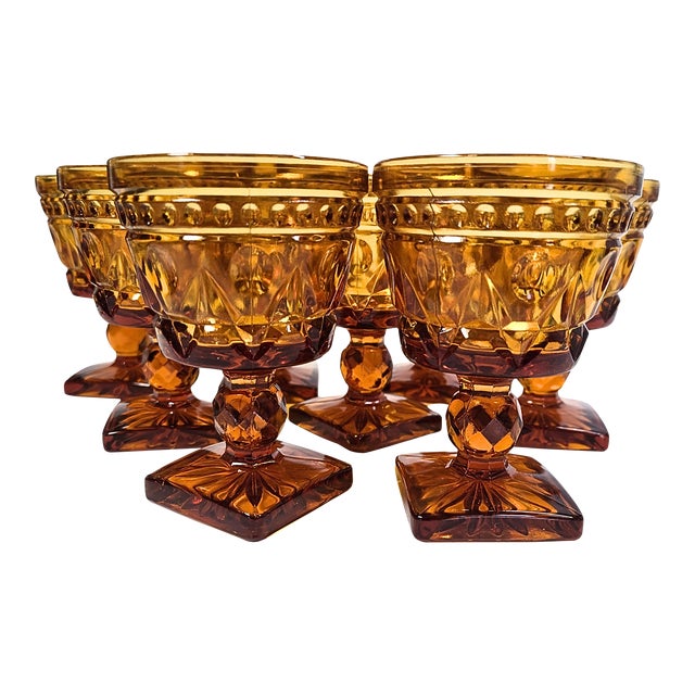 Amber Scandinavian Goblets- Set of Eight For Sale