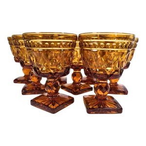 Amber Scandinavian Goblets- Set of Eight