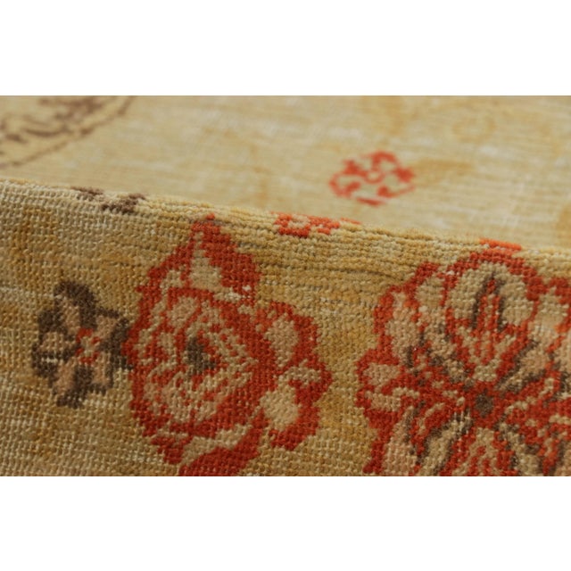 Gold Vintage Turkish Rug in Golden-Beige With Large Floral Medallion - Rug & Kilim For Sale - Image 8 of 8