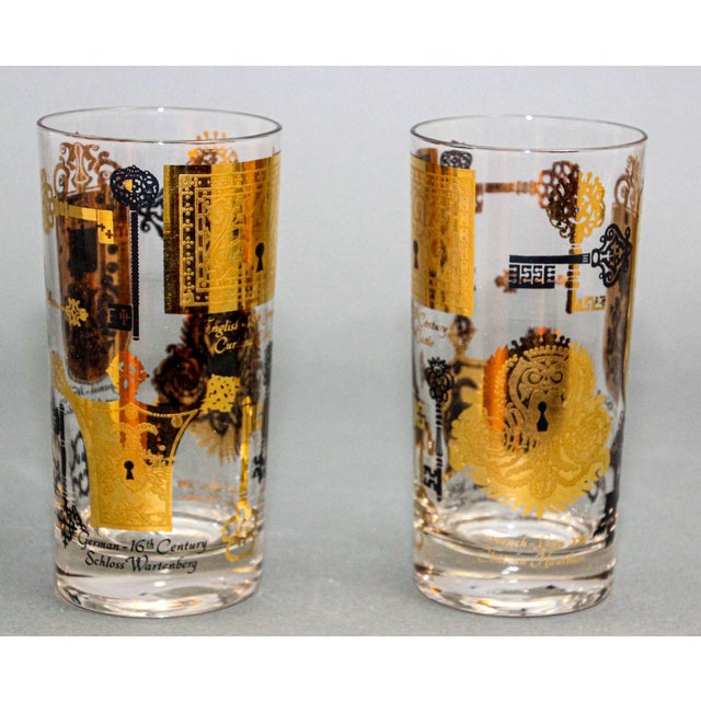 Mid 20th Century Vintage Vito Bari Gold Drinking Glasses Set of 6 Hollywood Regency Retro 1950s For Sale - Image 5 of 12