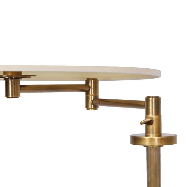 Contemporary Modern Glass and Brass Adjustable Floor Lamps, a Pair For Sale - Image 3 of 9