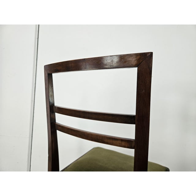 Art Deco Dining Chairs in Walnut and Fabric, 1940, Set of 2 For Sale - Image 12 of 14