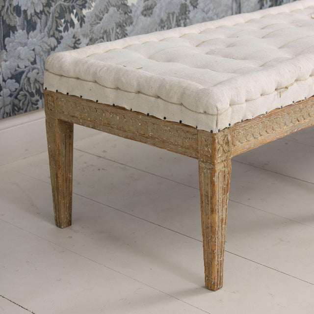 19th C. Swedish Gustavian Period Footstool or Bench in Original Paint For Sale - Image 17 of 18