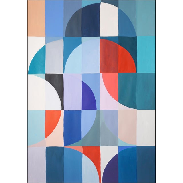 2026, Bauhaus Geometric Painting Diptych, Below the Sea Level, Acrylic Paint on Watercolor Paper by Natalia Roman For Sale - Image 4 of 10