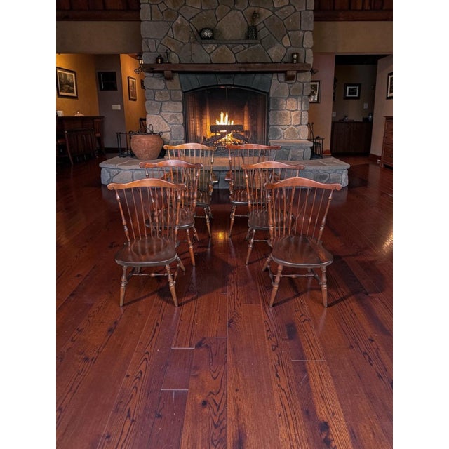 (Two arm chairs 20” wide at seat, 17” front to back seat, 39” tall, 17” floor to top of seat, 4 side chairs 18.5” seat...