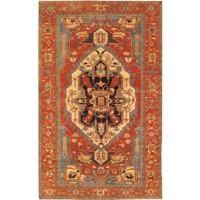 Pasargad Home Serapi Lamb's Wool Area Rug- 9′1″ × 11′11″ For Sale