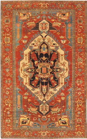 Pasargad Home Serapi Lamb's Wool Area Rug- 9′1″ × 11′11″