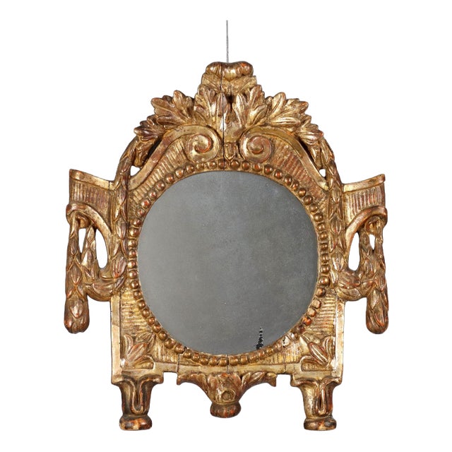 Antique Italian Carved and Gilded Wood Mirror, 1700s For Sale