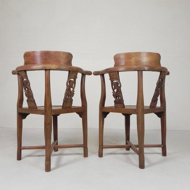 Vintage Corner Chairs in Teak, 1980s, Set of 2 For Sale - Image 18 of 18