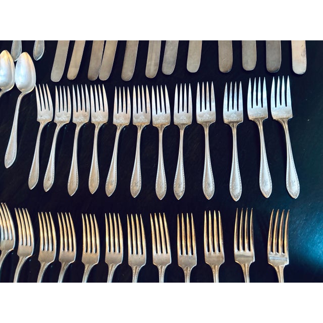 Antique Community Plate Sheridan 1910 - 12 Place Settings- (73 PCs.)- SilverPlate H Mono For Sale - Image 4 of 12