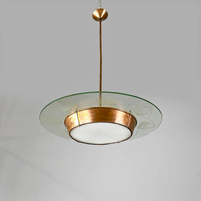 Mid-Century Modern Italian Glass Pendant with Copper Decoration, 1940s For Sale - Image 16 of 16
