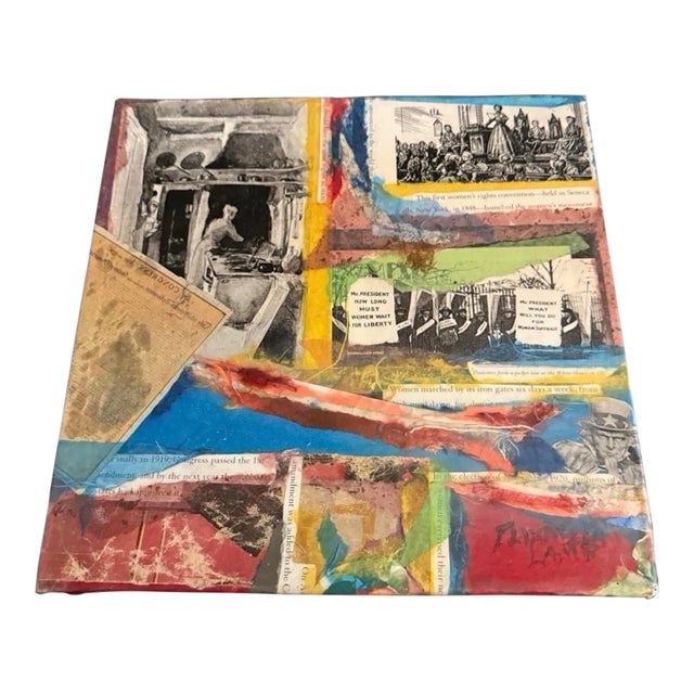 1970s Elizabeth Lamb Original Mixed Media Collage Art on Canvas For Sale