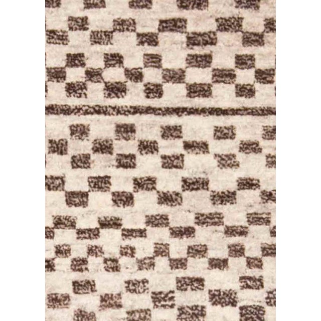 Tribal Modern Moroccan Style Checkered Wool Rug in Ivory & Brown by Doris Leslie Blau For Sale - Image 3 of 7