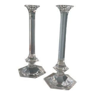 Val St. Lambert Crystal ‘Elysee’ Candlesticks - a Pair For Sale