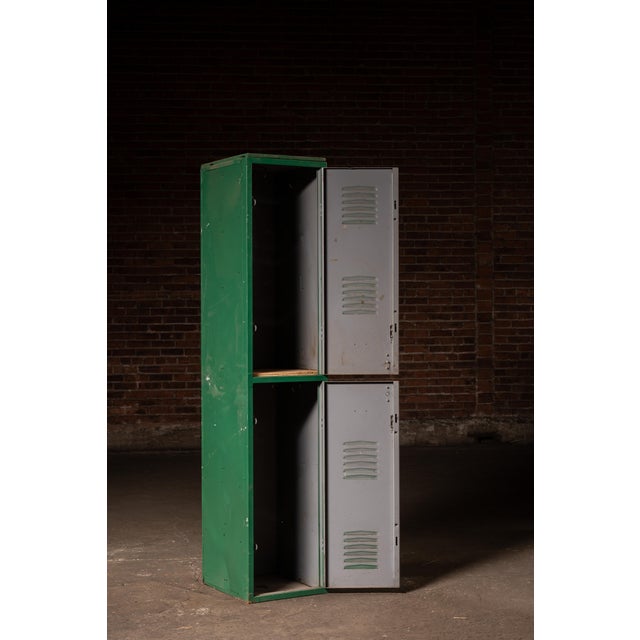 Vintage Two-Tier Steel Locker in Green For Sale - Image 4 of 9