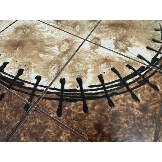 Brown Danish Ceramic Tile-Top Coffee Table, 1980s For Sale - Image 8 of 11
