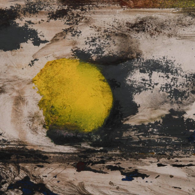 Abstract Expressionism Framed Signed J. Akston "Untitled" Abstract Landscape Oil on Board For Sale - Image 3 of 11