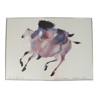 Vintage Framed Native American Themed Print of an Artwork by Carol Grigg For Sale