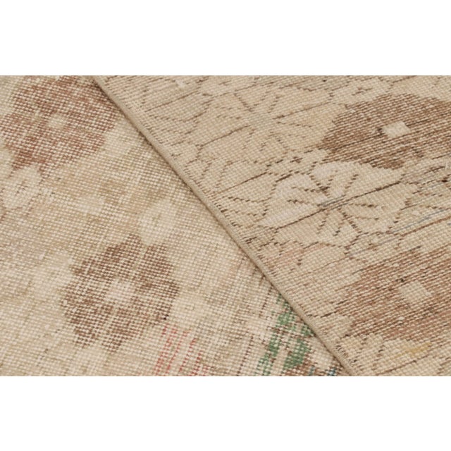Beige Vintage Distressed Runner Rug, Beige-Brown Geometric Floral Pattern - Rug & Kilim For Sale - Image 8 of 8