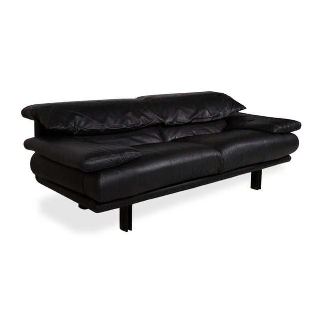 Alanda Leather Two-Seater Black Sofa Manual Function by Paolo Piva for B&B Italia C&B Italia For Sale - Image 5 of 15