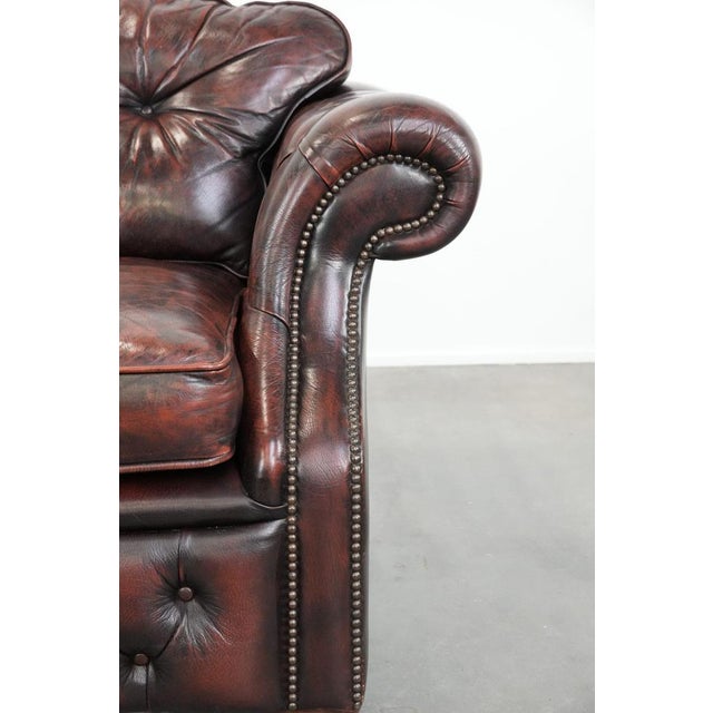 Chesterfield Club Chair in Red Flamed Cowhide Leather For Sale - Image 9 of 12